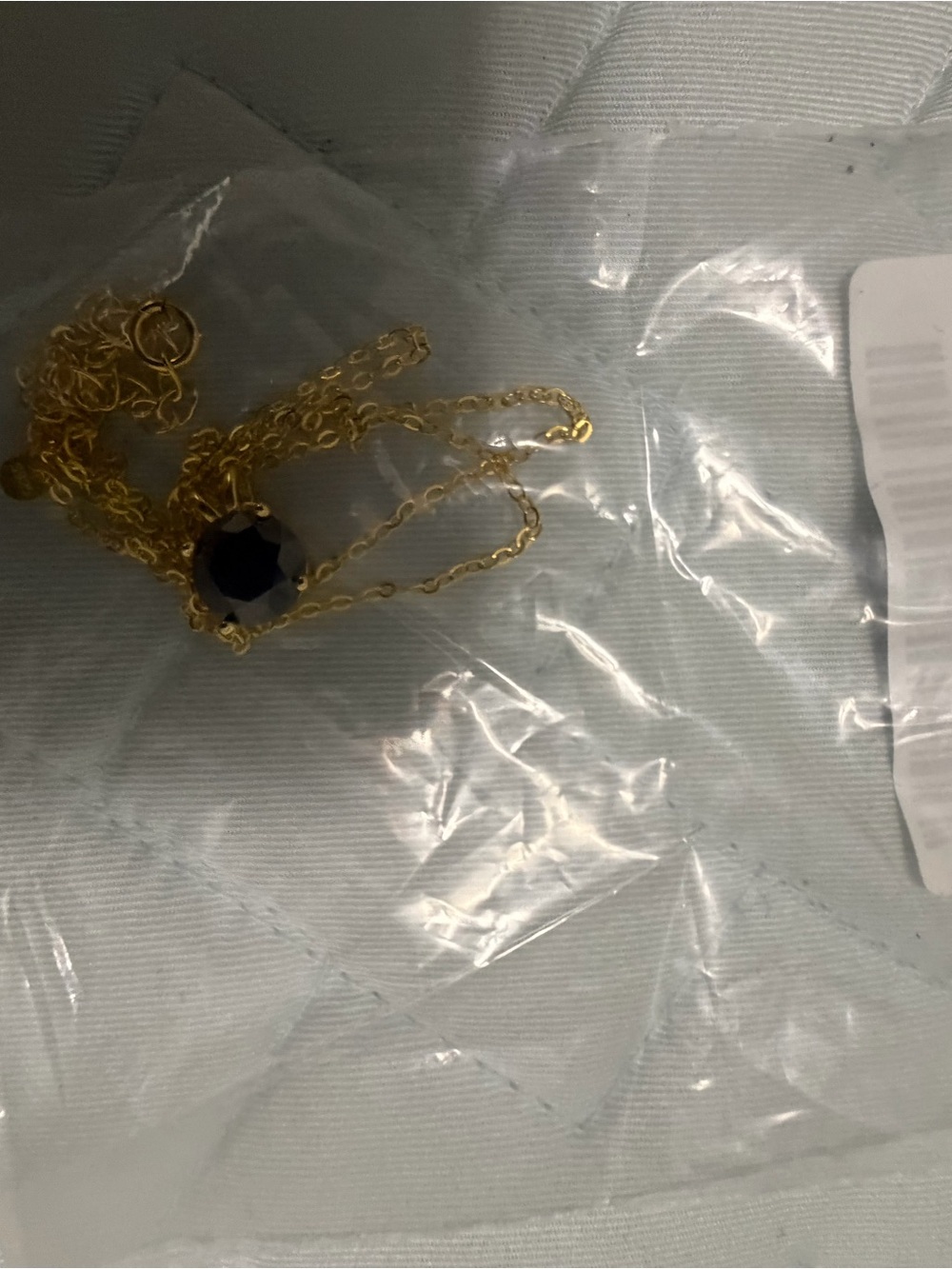 Gold-Tone Chain Necklace with Black Oyxn Pendant